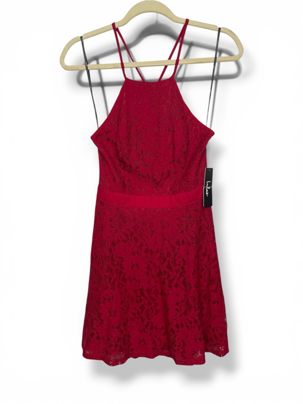 NEW Lulus lace Halter Skater Dress in Wine Red small - Picture 4 of 8